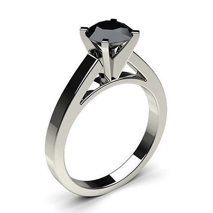 4 Prong Setting Medium Engagement Black Diamond Ring