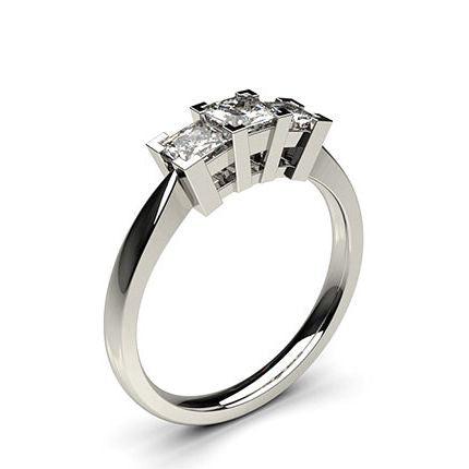 White Gold Princess Trilogy Diamond Engagement Ring
