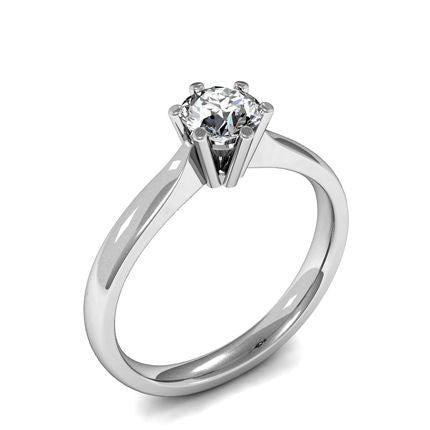 6 Prong Setting Round Diamond Plain Engagement Ring