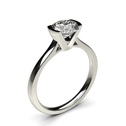 Semi Bezel Setting Thin Engagement Ring