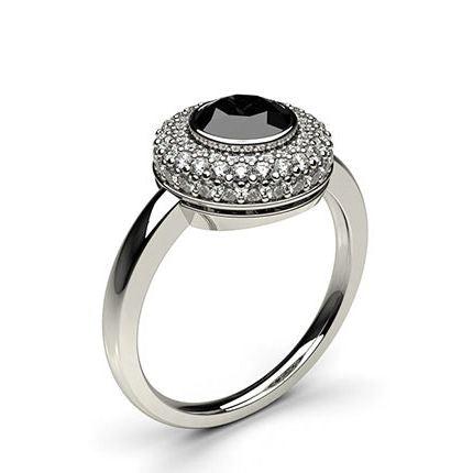 Full Bezel Setting Plain Halo Black Diamond Ring