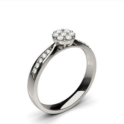White Gold Cluster Diamond Engagement Ring