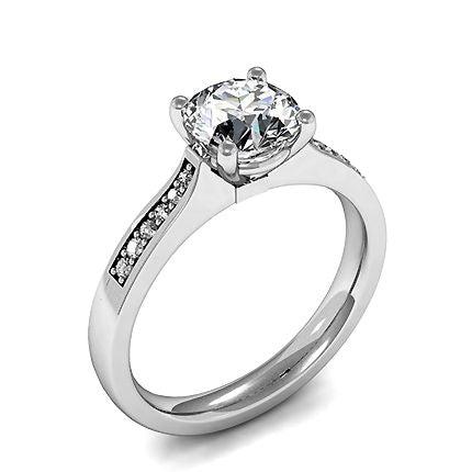 4 Prong Setting Side Stone Engagement Ring