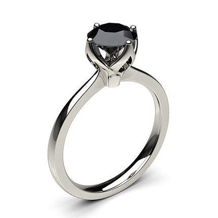 4 Prong Setting Thin Engagement Black Diamond Ring