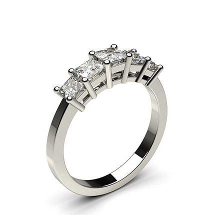 4 Prong Setting Plain Five Stone Ring