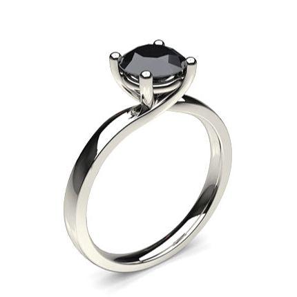4 Prong Setting Plain Engagement Black Diamond Ring