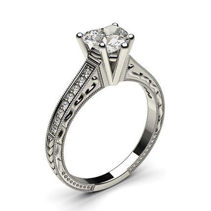 White Gold Heart Vintage Diamond Engagement Ring