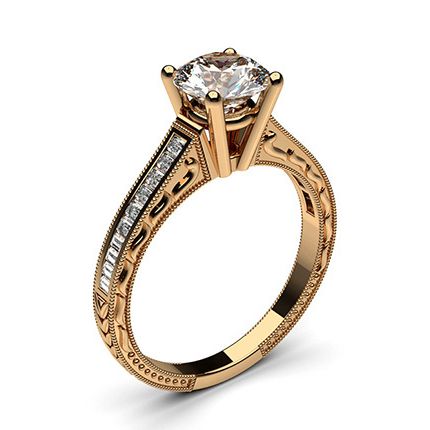 Rose Gold Round Vintage Diamond Engagement Ring