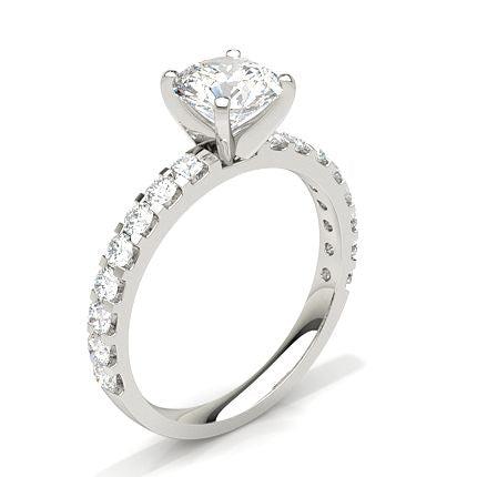 White Gold Round Side Stone Diamond Engagement Ring