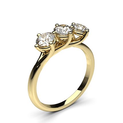 4 Prong Setting Plain Three Stone Ring