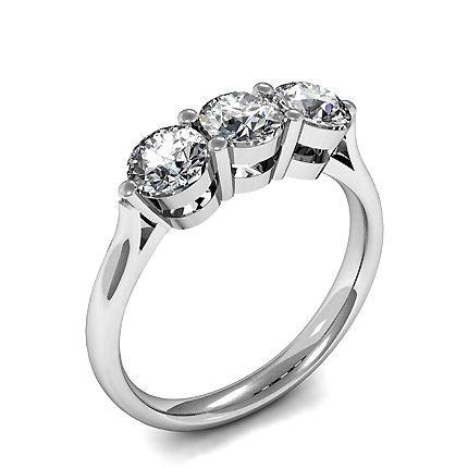 4 Prong Setting Plain Three Stone Ring