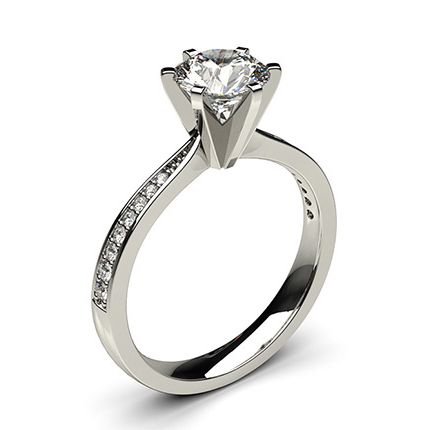 6 Prong Setting Medium Side Stone Engagement Ring