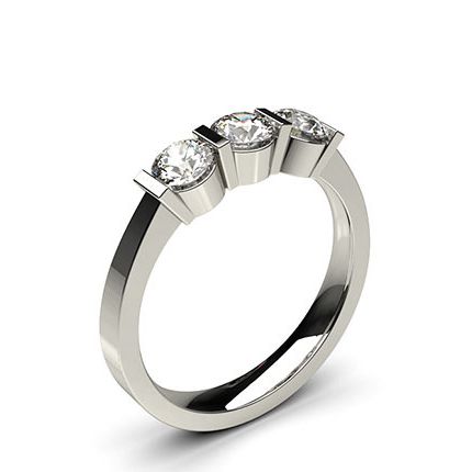 Bar Setting Plain Three stone Ring