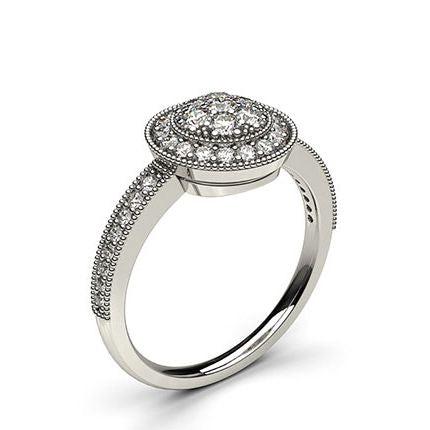 Pave Setting Round Diamond Cluster Ring