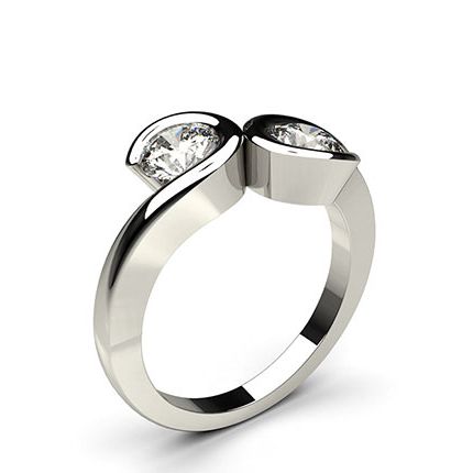 Semi Bezel Setting Plain Two Stone Ring