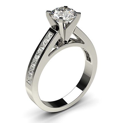 4 Prong Setting Large Side Stone Engagement Ring