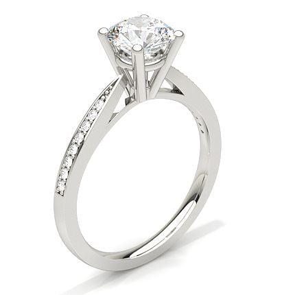 White Gold Round Side Stone Diamond Engagement Ring