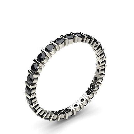 Bar Setting Full Eternity Black Diamond Ring