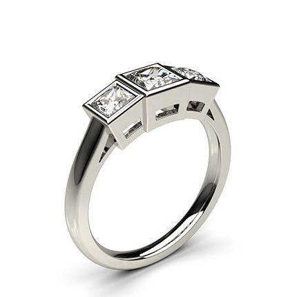 Full Bezel Setting Plain Three stone Ring