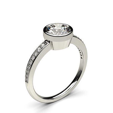 Full Bezel Setting Thin Side Stone Engagement Ring