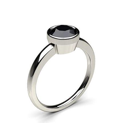 Full Bezel Setting Thin Engagement Black Diamond Ring