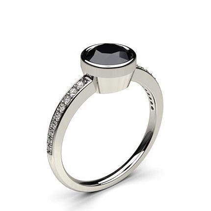 Full Bezel Setting Thin Side Stone Engagement Black Diamond Ring