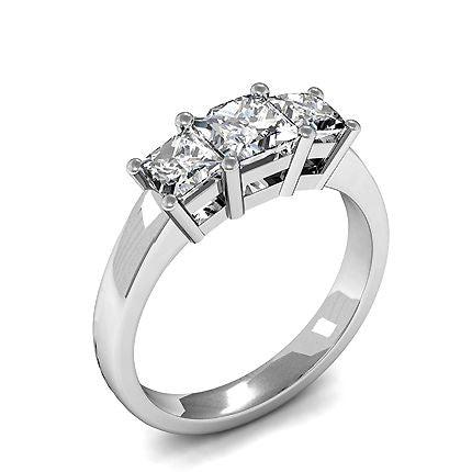 4 Prong Setting Plain Three Stone Ring