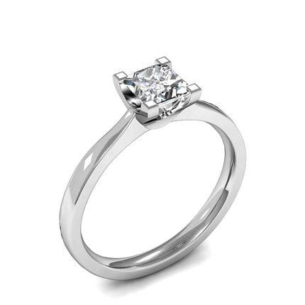 4 Prong Setting Princess Diamond Plain Engagement Ring