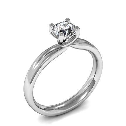 4 Prong Setting Round Diamond Plain Engagement Ring