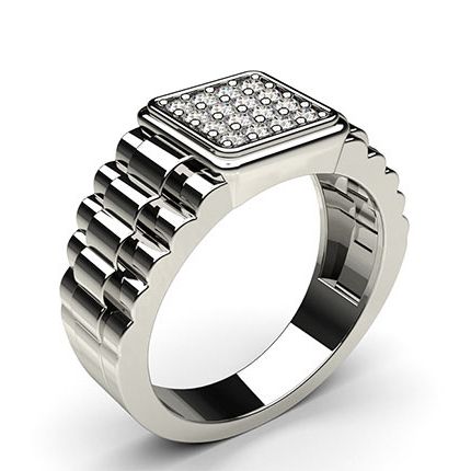 Prong Setting Round Diamond Mens Ring