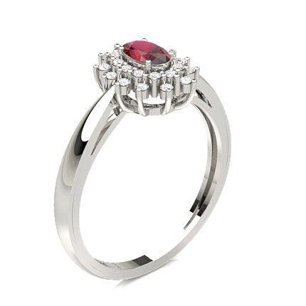 Prong Setting Ruby Halo Engagement Ring