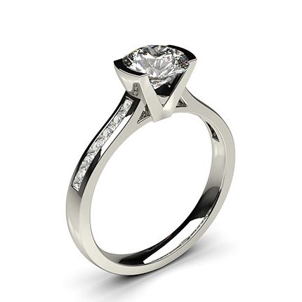 Semi Bezel Setting Medium Side Stone Engagement Ring