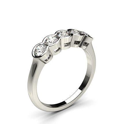 Semi Bezel Setting Plain Five Stone Ring