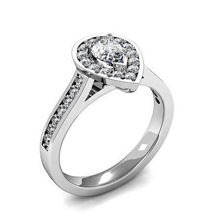 3 Prong Setting Side Stone Halo Engagement Ring