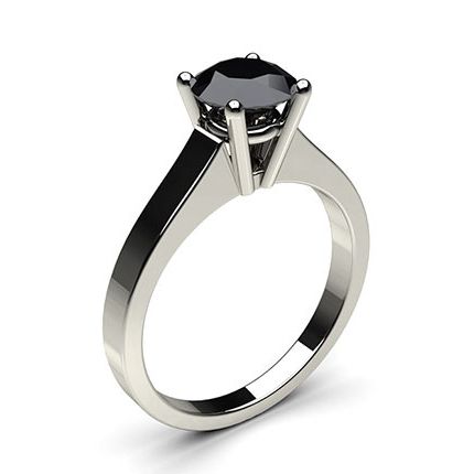 4 Prong Setting Medium Engagement Black Diamond Ring