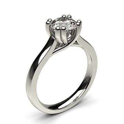 Double Prong Setting Round Diamond Plain Engagement Ring
