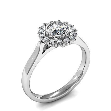 Full Bezel & Prong Setting Round Diamond Cluster Ring