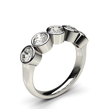 Full Bezel Setting Plain Five Stone Ring