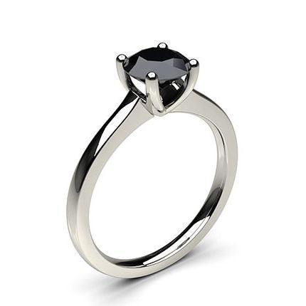 4 Prong Setting Thin Engagement Black Diamond Ring
