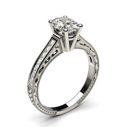 White Gold Oval Vintage Diamond Engagement Ring
