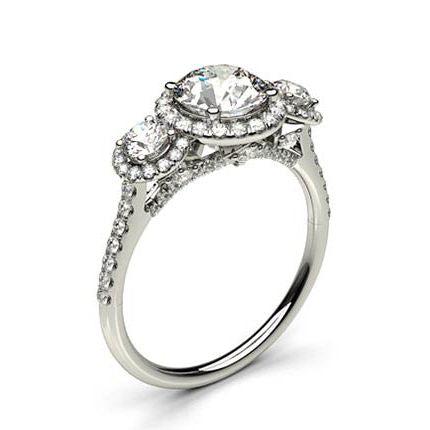 4 Prong Setting Studded Three stone Ring