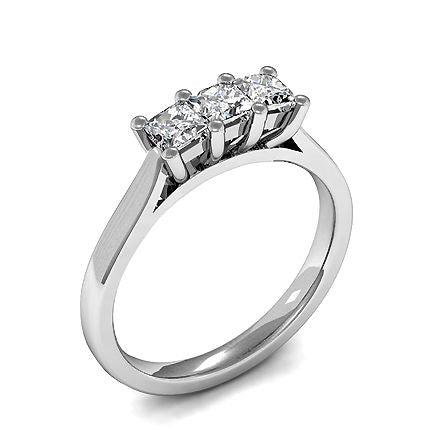 4 Prong Setting Plain Three Stone Ring