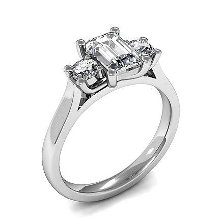 4 Prong Setting Plain Three Stone Ring