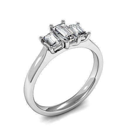 4 Prong Setting Plain Three Stone Ring