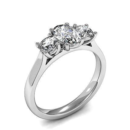 4 Prong Setting Plain Three Stone Ring