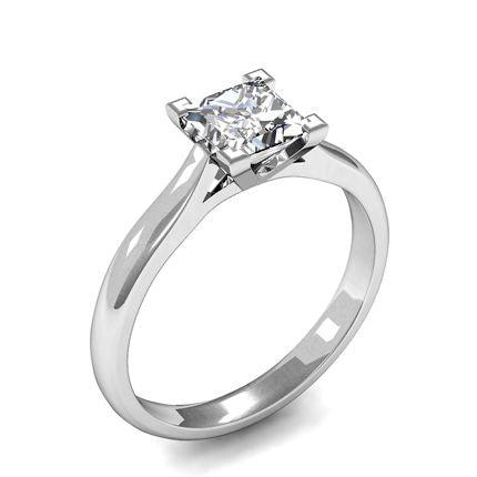 4 Prong Setting Princess Diamond Plain Engagement Ring