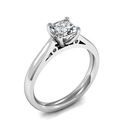 4 Prong Setting Princess Diamond Plain Engagement Ring