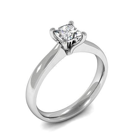 4 Prong Setting Princess Diamond Plain Engagement Ring