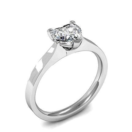 3 Prong Setting Heart Diamond Plain Engagement Ring