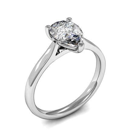 3 Prong Setting Pear Diamond Plain Engagement Ring